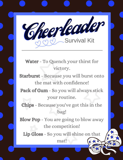 Cheer Printables | Cheer Survival Kit | | Editable Template| Cheer Team Gift Idea