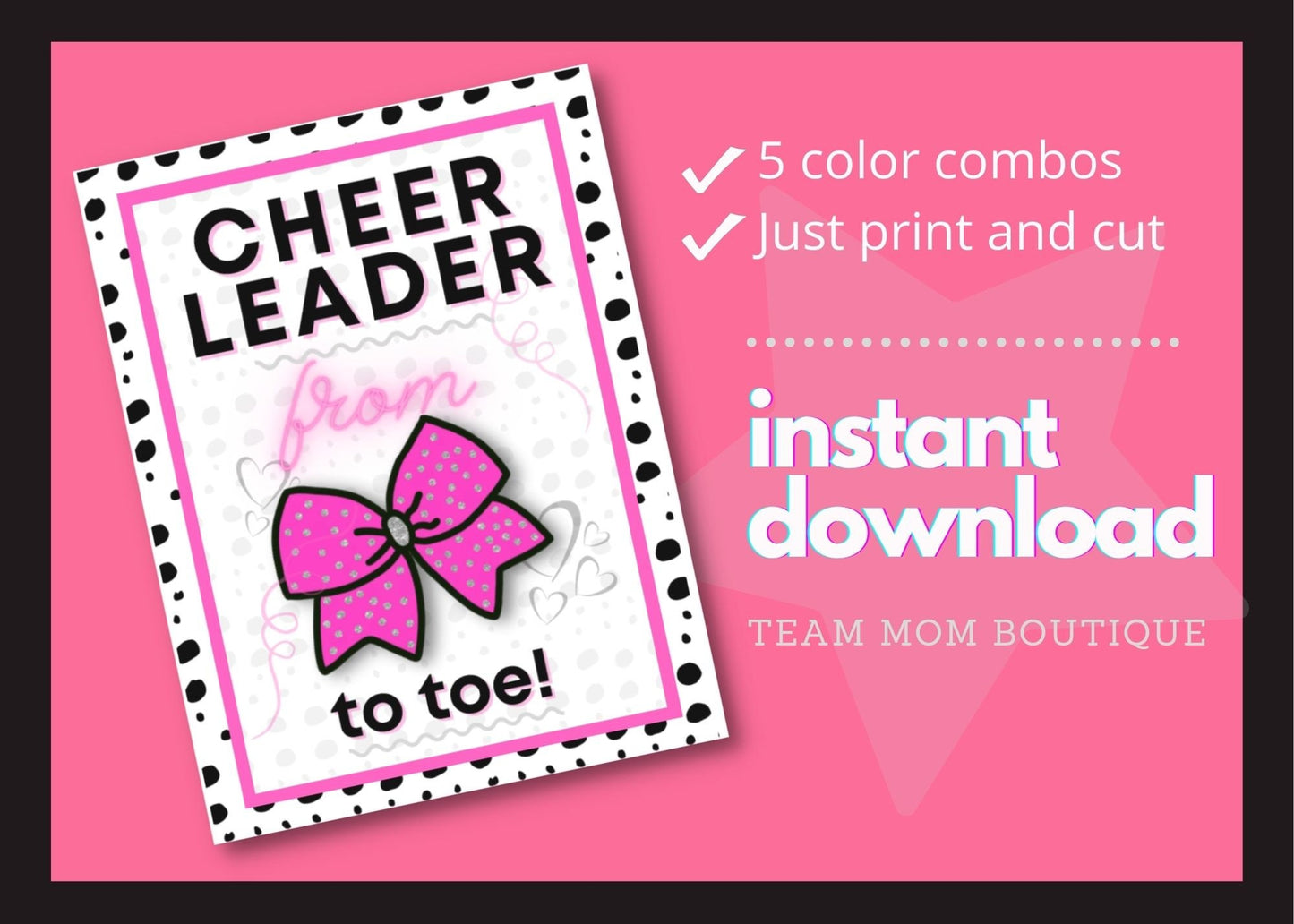 Cheer Printables | Team Gift Ideas | From Bow to Toe| Team Gift Idea