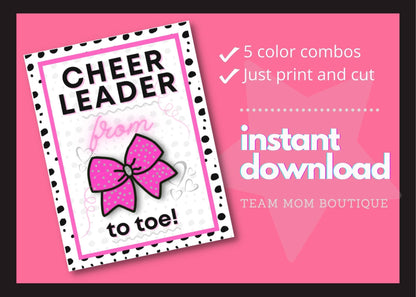 Cheer Printables | Team Gift Ideas | From Bow to Toe| Team Gift Idea