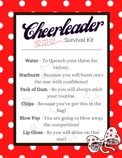 Cheer Printables | Cheer Survival Kit | | Editable Template| Cheer Team Gift Idea