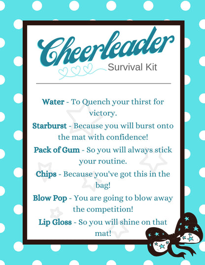 Cheer Printables | Cheer Survival Kit | | Editable Template| Cheer Team Gift Idea