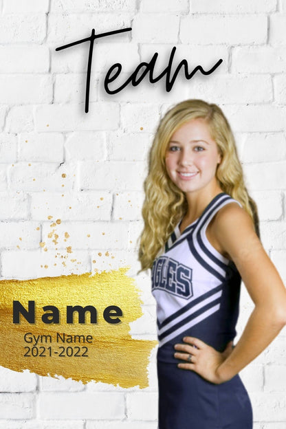 Cheer Photo Template | Cheer Trading Card | Canva Template| Editable Photo Template | Black and Gold Cheer Photo