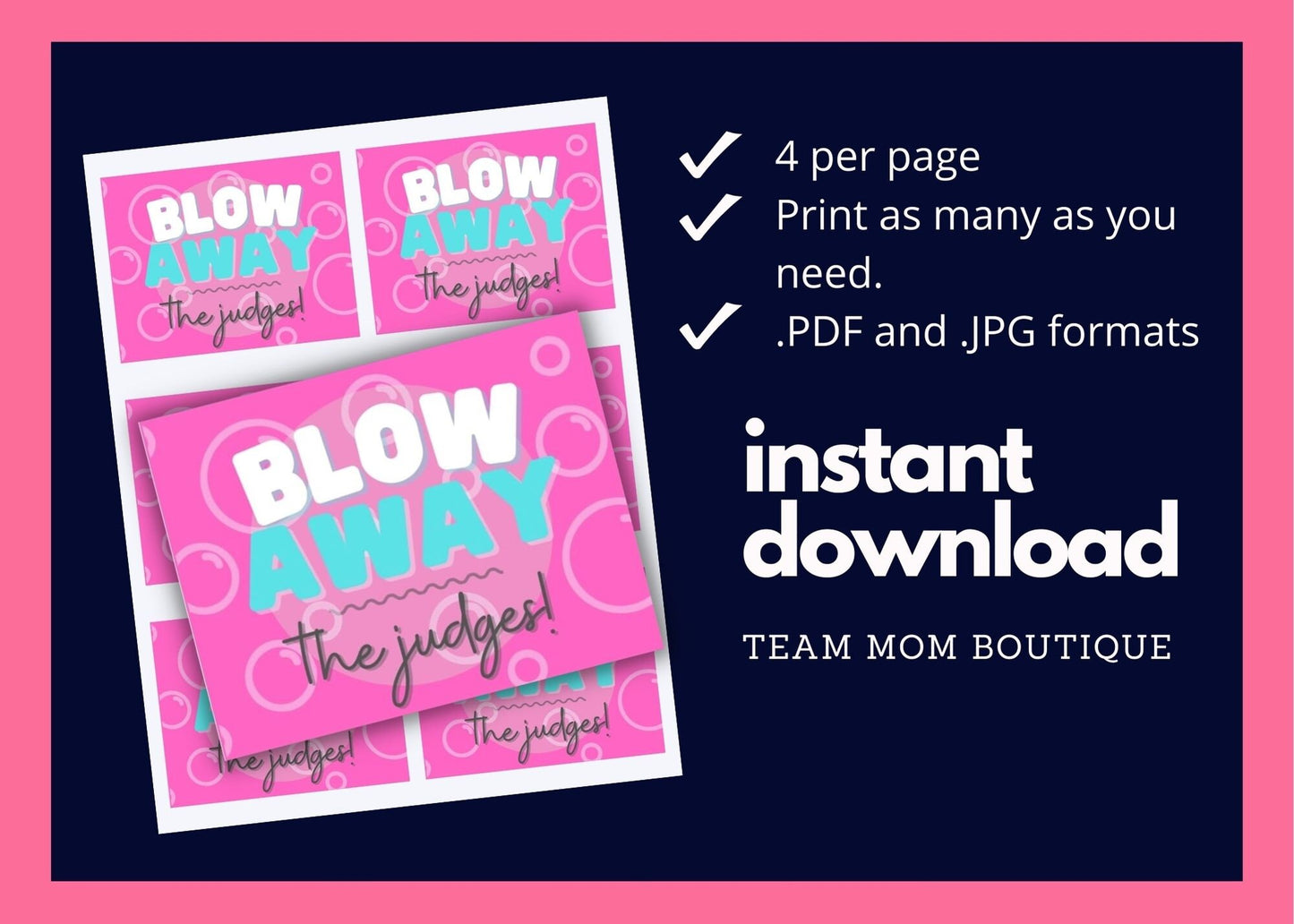 Cheer Printables | Team Gift Ideas | Blow Away the Judges | Candy Team Gift Idea | Blow Pop Gift Tag | Dance Printable