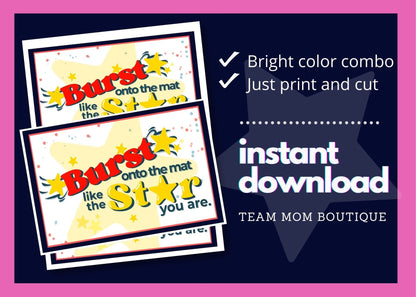 Cheer Printables | Starburst Favor Tag | Burst onto the Mat