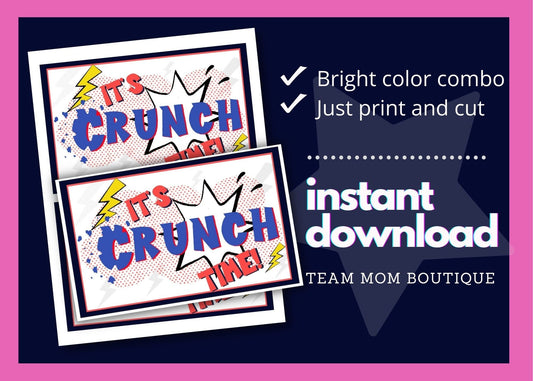 Cheer Printables | Candy Favor Tag | It's Crunch Time