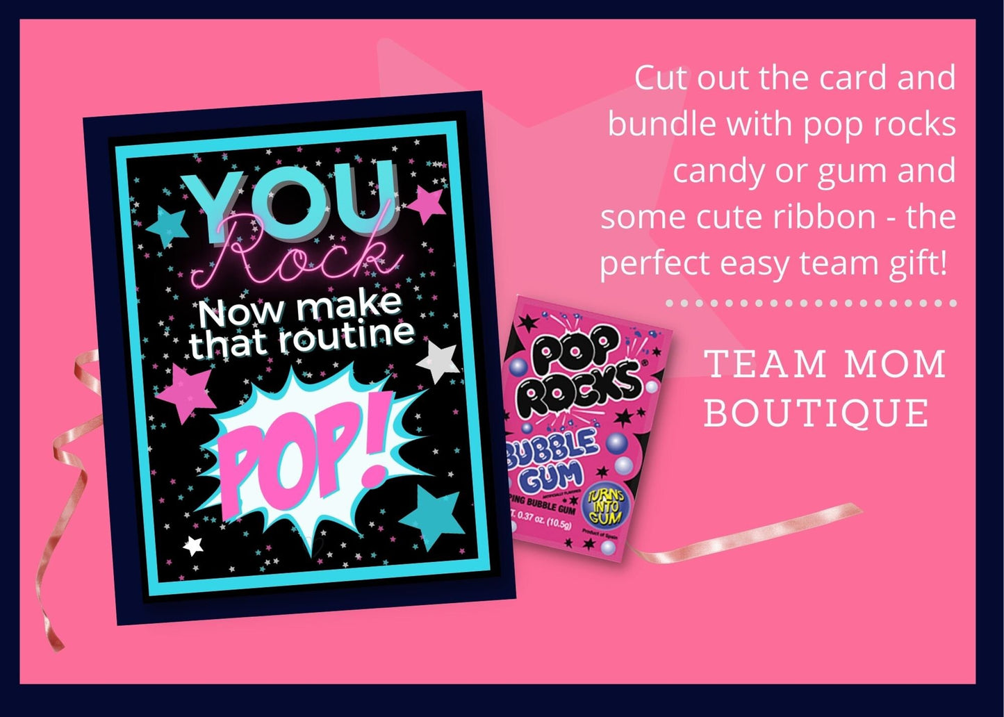 Cheer Printables | Gift for Cheer team | Pop Rock Gift Tag