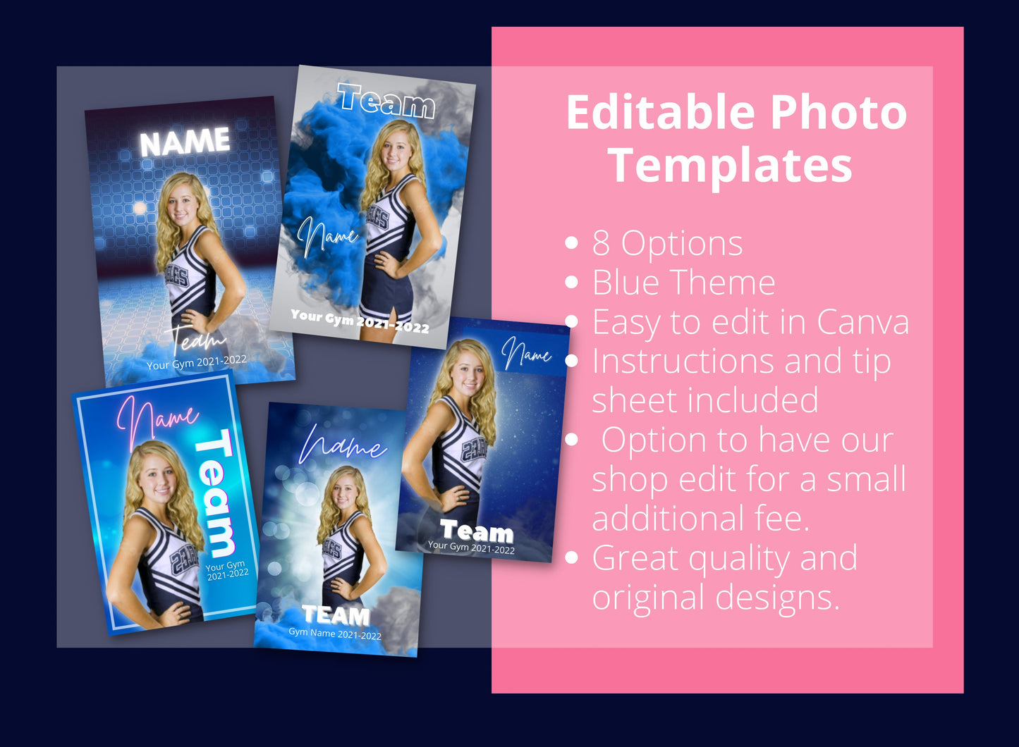 Cheer Photo Template | Cheer Trading Card | Canva Template| Editable Photo Template