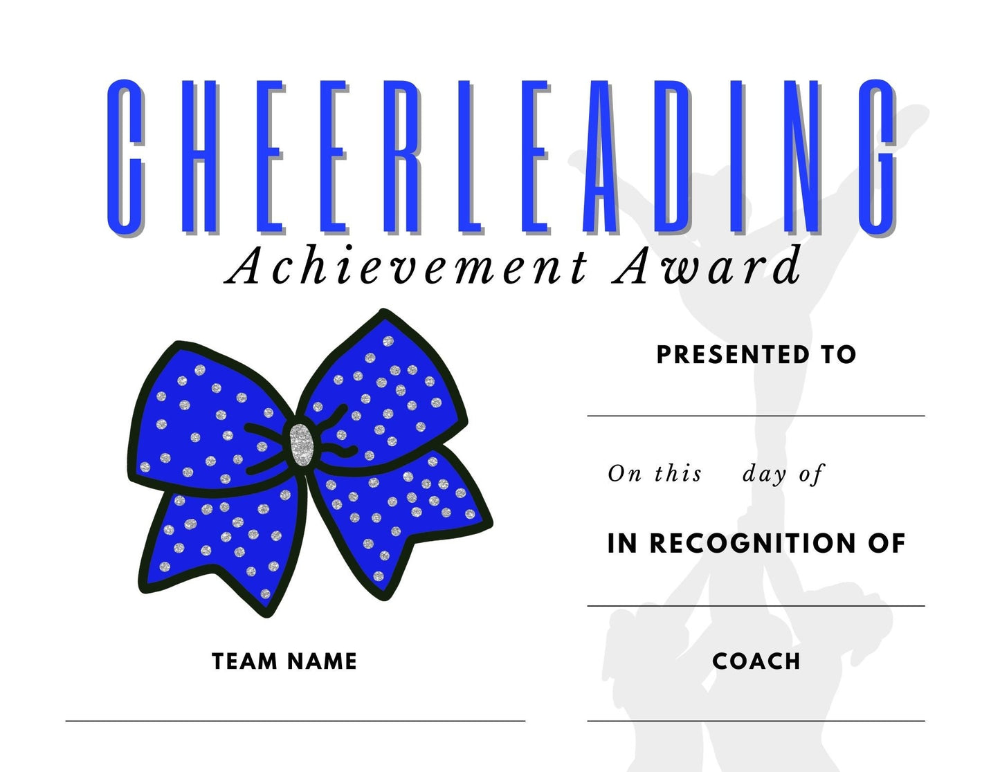 Cheer Award Certificate | End of Year Cheer Award | Cheer Recognition | Editable Cheer Award