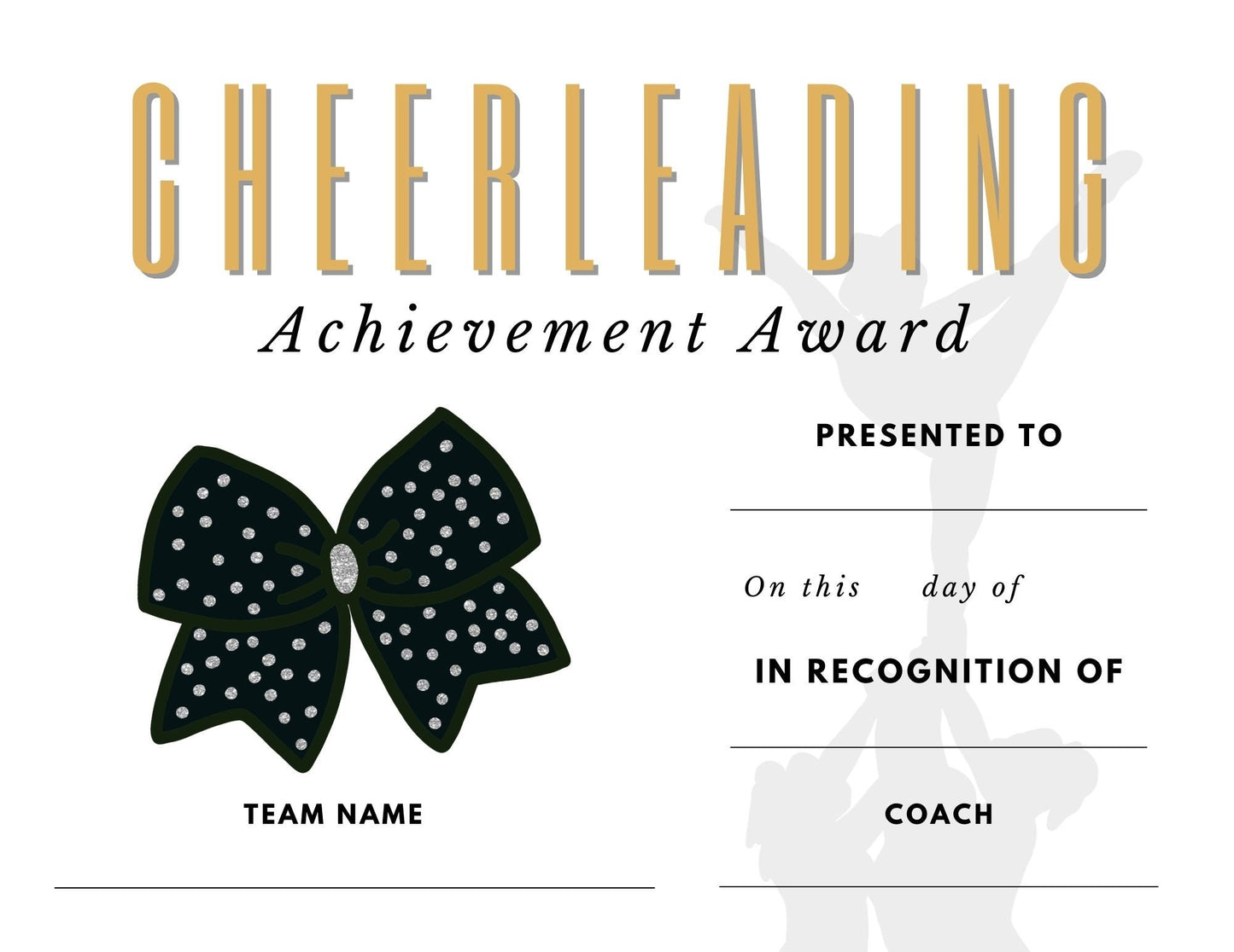 Cheer Award Certificate | End of Year Cheer Award | Cheer Recognition | Editable Cheer Award