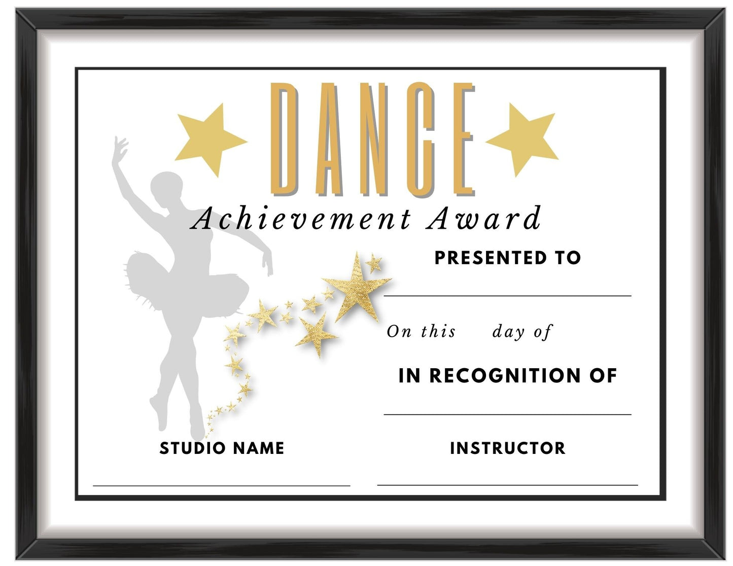 Dance Award Certificate | End of Year Dance Award | Dance Recognition | Editable Dance Award