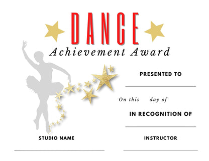 Dance Award Certificate | End of Year Dance Award | Dance Recognition | Editable Dance Award