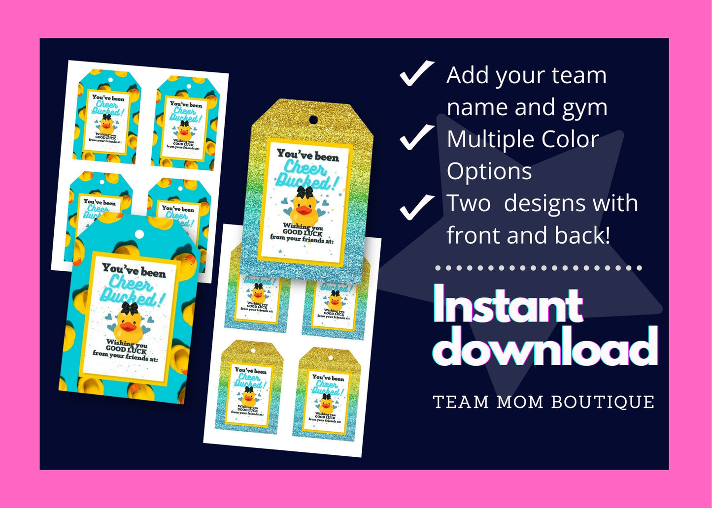 Cheer Printables | Gift for Cheer team | Cheer Duck Tag