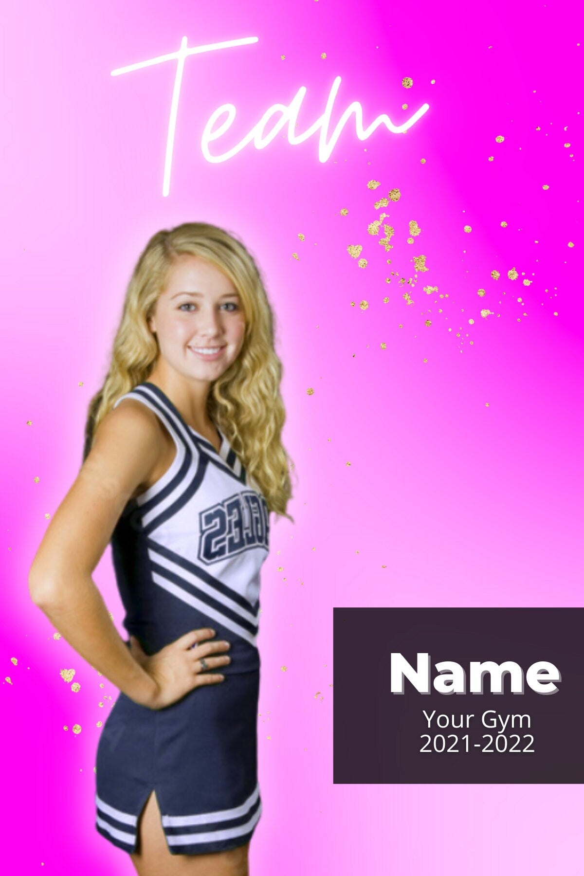 Cheer Photo Template | Cheer Trading Card | Pink and Black Photo Template| Editable Photo Template