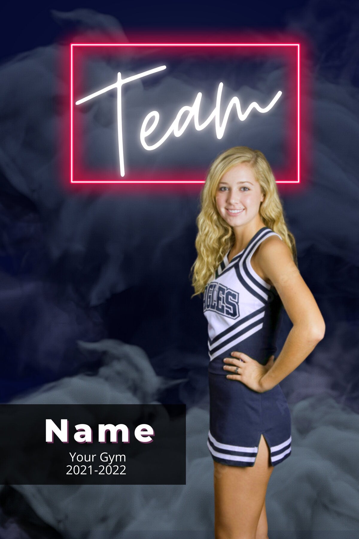 Cheer Photo Template | Cheer Trading Card | Pink and Black Photo Template| Editable Photo Template