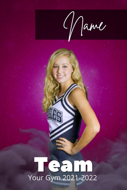 Cheer Photo Template | Cheer Trading Card | Pink and Black Photo Template| Editable Photo Template