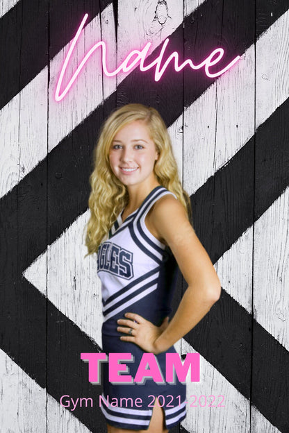 Cheer Photo Template | Cheer Trading Card | Pink and Black Photo Template| Editable Photo Template