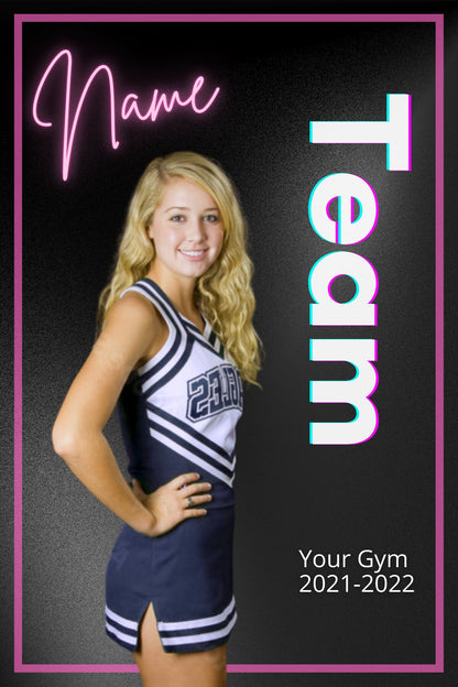 Cheer Photo Template | Cheer Trading Card | Pink and Black Photo Template| Editable Photo Template