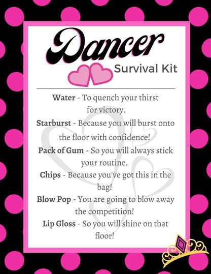 Dance Printables |Dance Survival Kit | | Editable Template| Dance Team Gift Idea