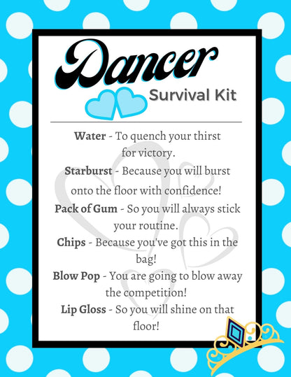 Dance Printables |Dance Survival Kit | | Editable Template| Dance Team Gift Idea