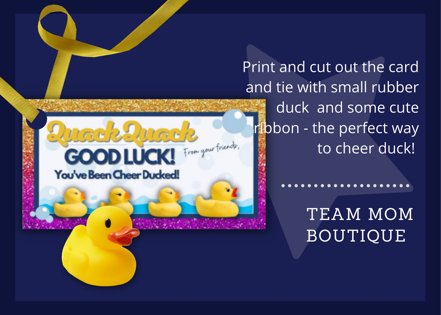 Cheer Printables | Gift for Cheer team | Cheer Duck Tag | Quack Quack Good Luck