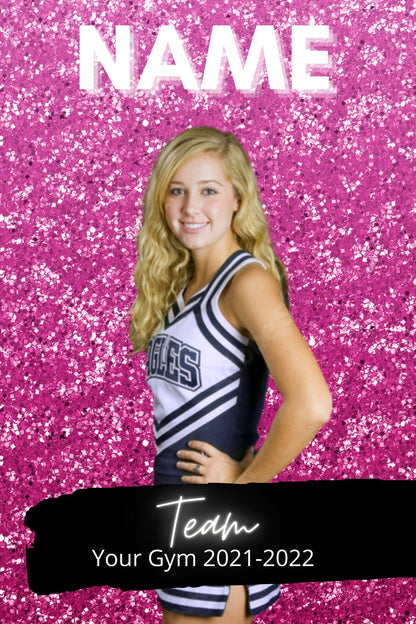 Cheer Photo Template | Cheer Trading Card | Pink and Black Photo Template| Editable Photo Template