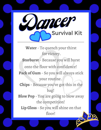 Dance Printables |Dance Survival Kit | | Editable Template| Dance Team Gift Idea