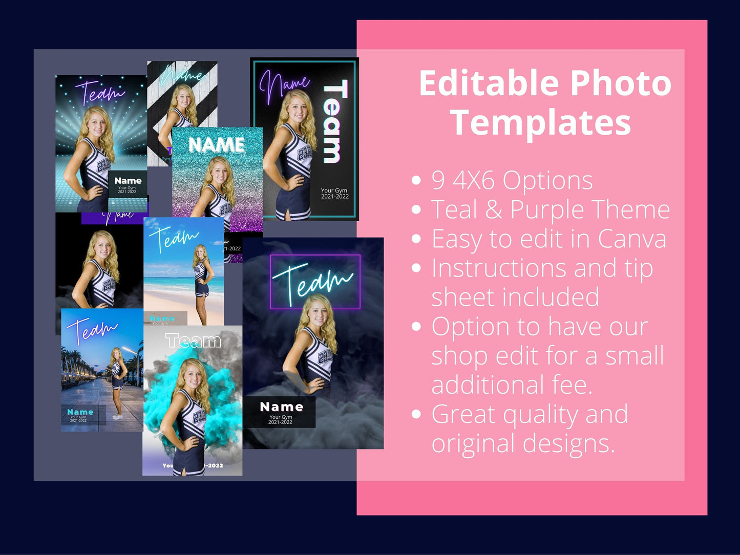 Cheer Photo Template | Cheer Trading Card | Canva Template| Editable Photo Template