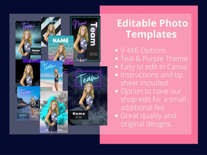 Cheer Photo Template | Cheer Trading Card | Canva Template| Editable Photo Template