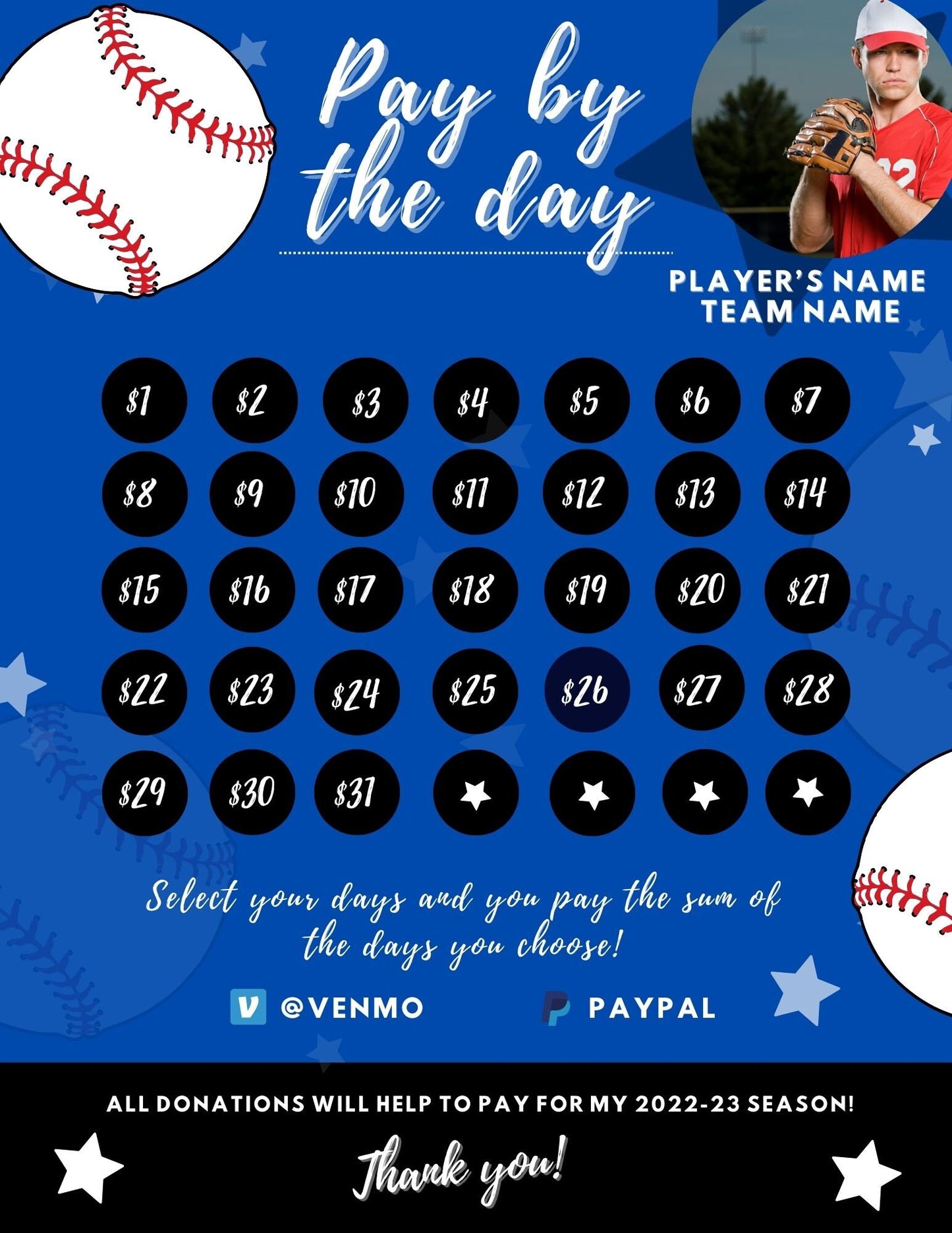 Baseball Calendar Fundraiser | Baseball Fundraiser Template | Baseball Team Ideas