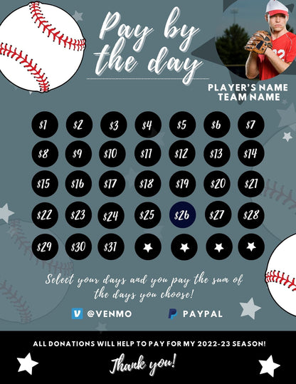 Baseball Calendar Fundraiser | Baseball Fundraiser Template | Baseball Team Ideas