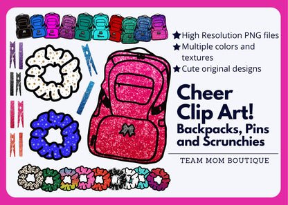 Cheer Clip Art | Cheer PNG files | Cheer Comp PNGS | Cheer Backpack PNG | Cheer Scrunchies | Cheer Pins