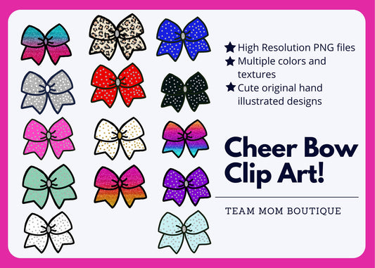 Cheer Bow Clip Art | Cheer PNG files | Sparkly Cheer Bows