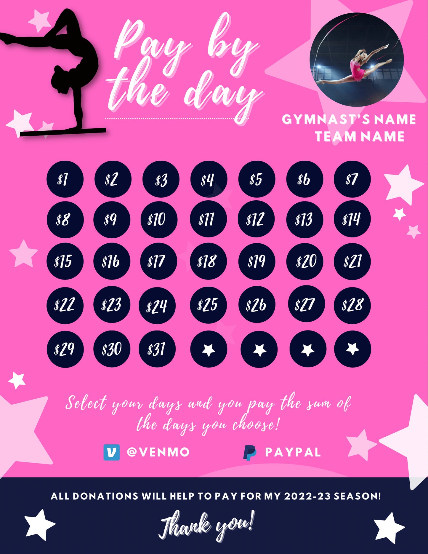 Gymnastics Calendar Fundraiser | Gymnastics Fundraiser | Gymnastics Team Ideas