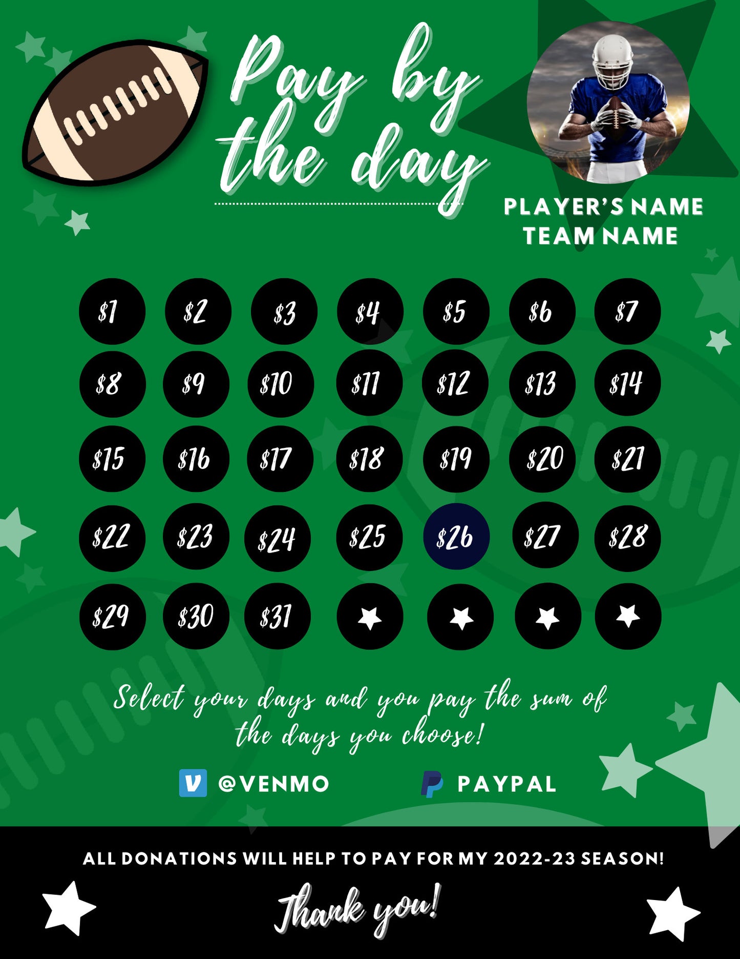 Football Calendar Fundraiser | Football Fundraiser Template | Football Team Ideas