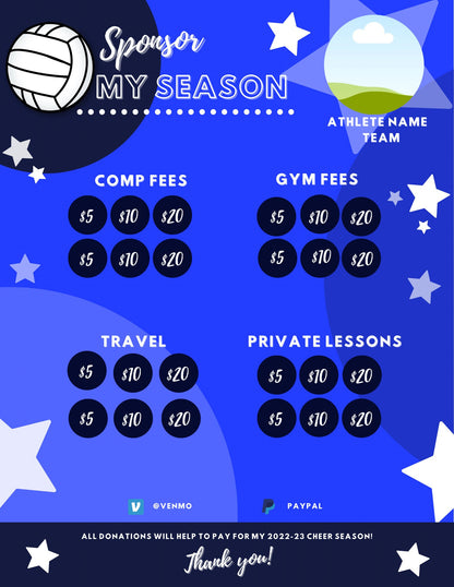 Volleyball Fundraiser Idea | Volleyball Sponsor My Season | Volleyball Fundraisers | Facebook Fundraiser