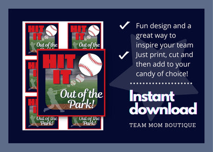 Baseball Printables | Team Gift Ideas | Hit it out of the Park | Baby Ruth Candy Bar Gift