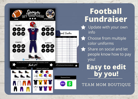 Football Fundraiser | Sponsor My Uniform |  Football Team Ideas