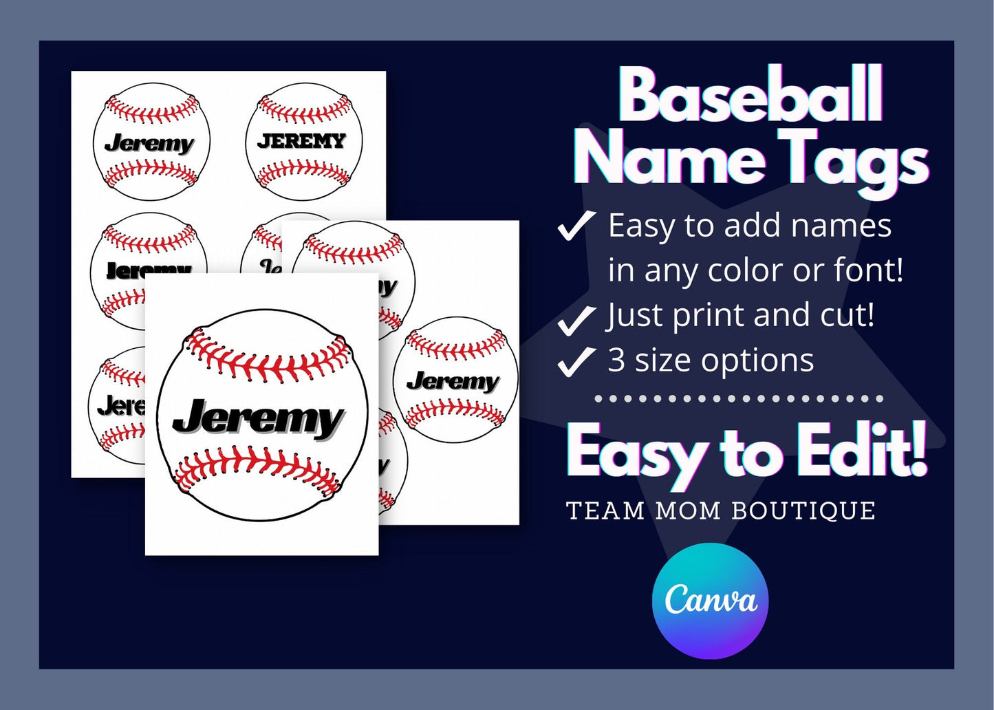 Baseball Name Tags | Baseball Printables | Baseball Team Ideas | Editable Dugout  Tags