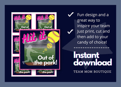 Softball Printables | Team Gift Ideas | Hit it out of the Park | Baby Ruth Candy Bar Gift