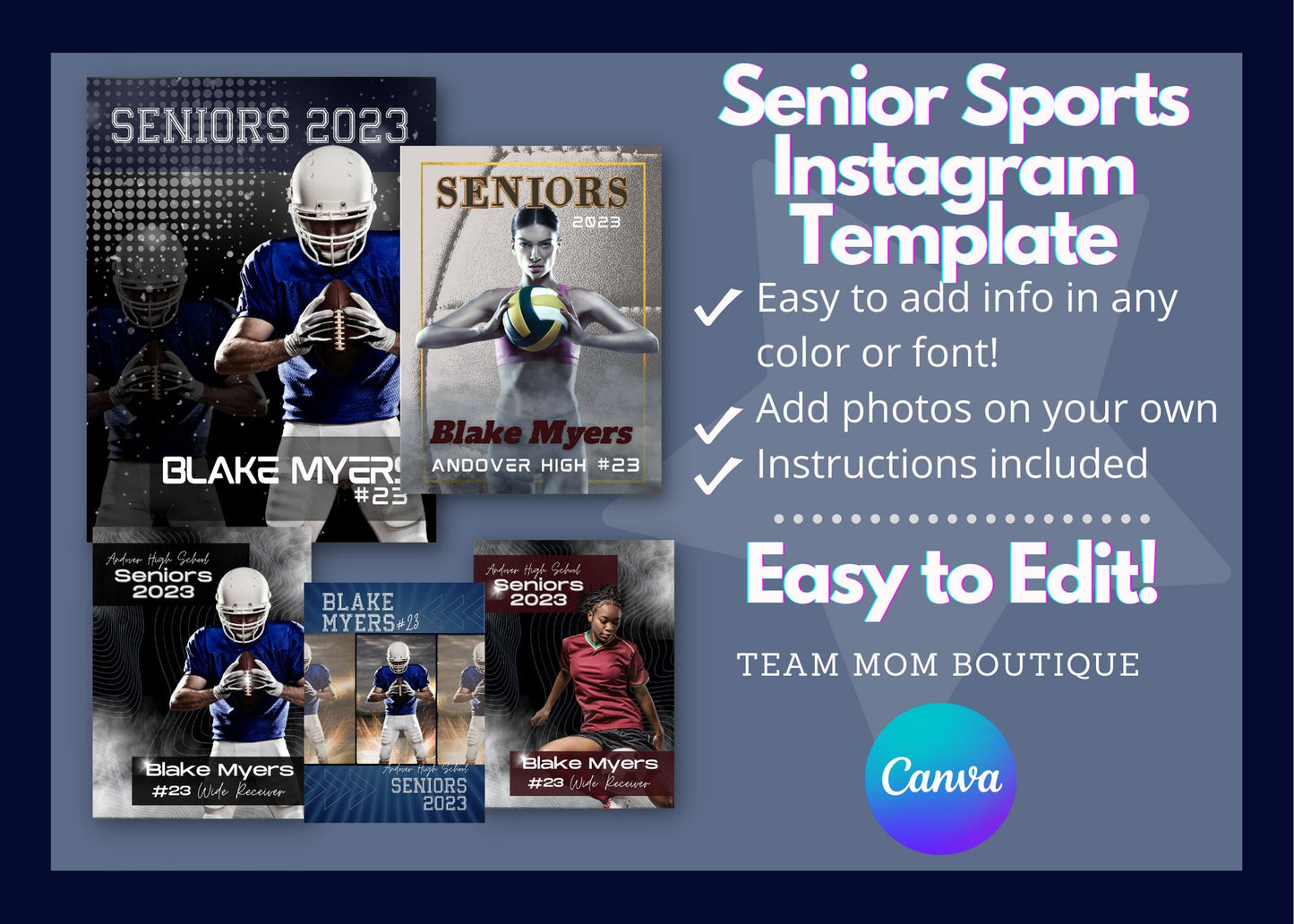 Senior Night Instagram Post Canva Template| Editable Social Post