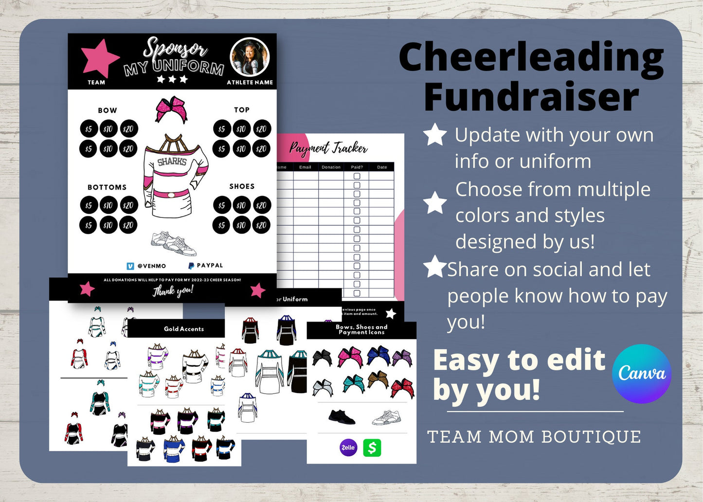 Cheerleading Fundraiser | Sponsor My Cheer Uniform | Cheer Team Ideas| Editable Cheer Template