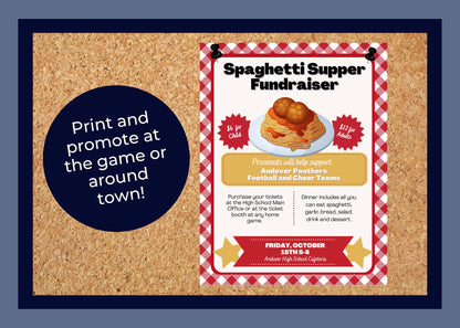 Spaghetti Supper Flyer and Ticket Template | Editable Fundraiser Template | Sports Fundraiser | Editable Fundraiser Ticket