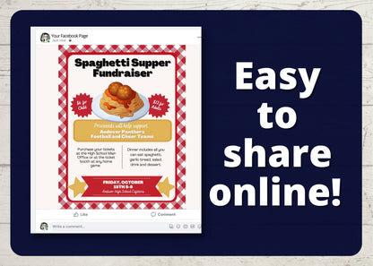 Spaghetti Supper Flyer and Ticket Template | Editable Fundraiser Template | Sports Fundraiser | Editable Fundraiser Ticket