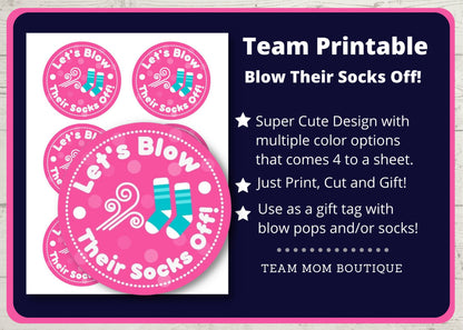 Sports Team Printable | Gift for Cheer team | Dance Team Printable |  Let's Blow Their Socks off