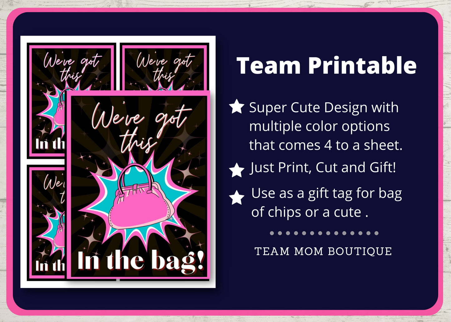 Sports Team Printable | Gift for Cheer team | Dance Team Printable |  We've Got it in the Bag Gift Tag