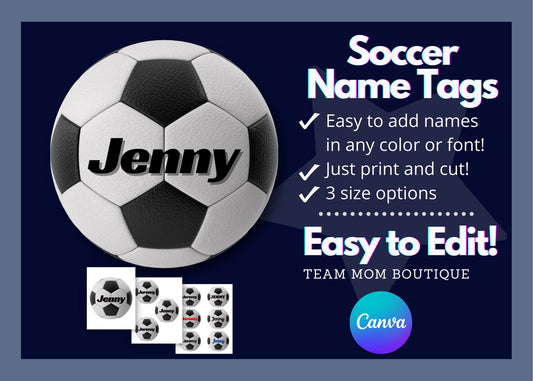 Soccer Name Tags | Soccer Printables | Soccer Team Ideas | Editable Soccer Tags