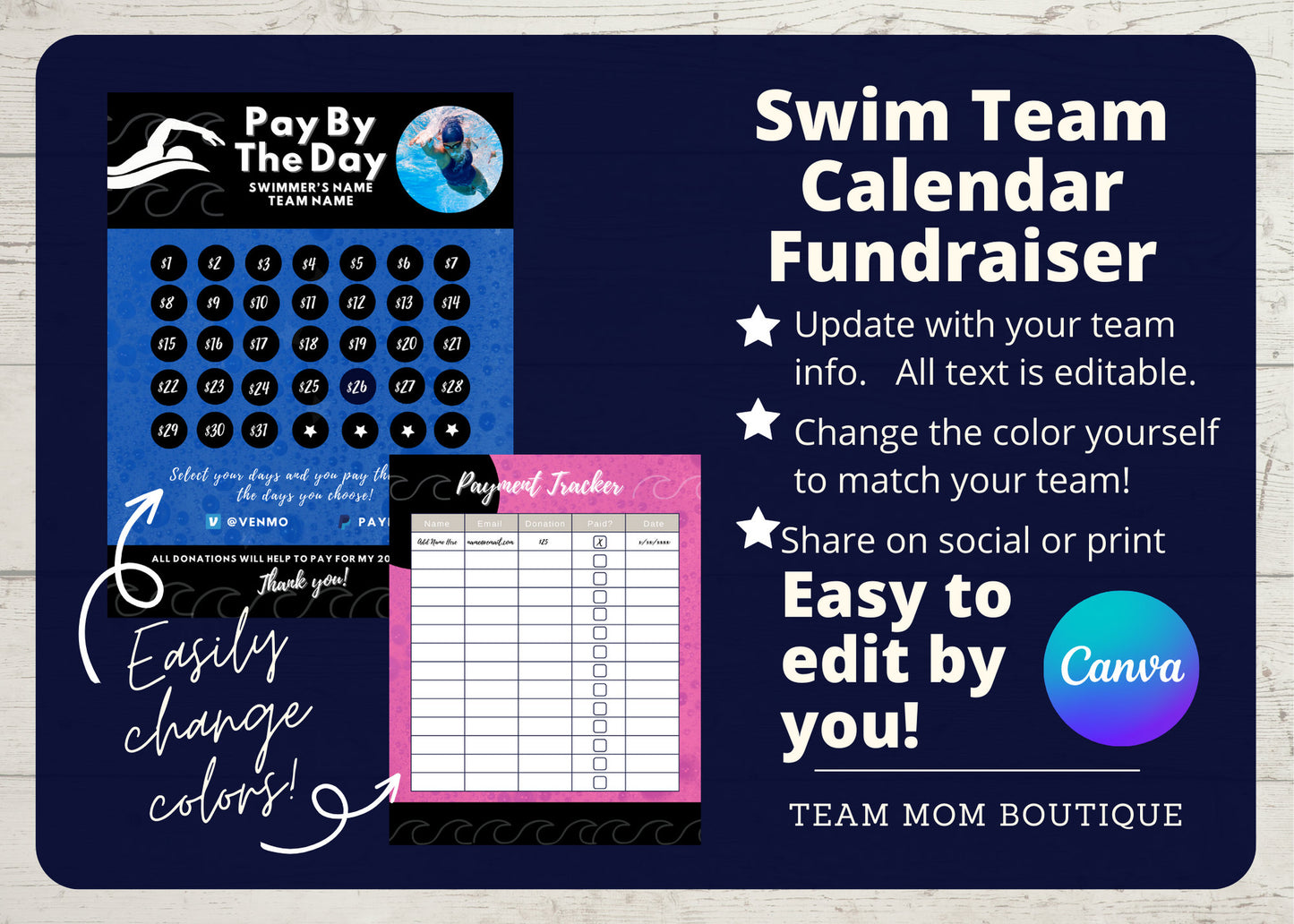 Swim Team Calendar Fundraiser | Swim Team Fundraiser | Swim Team Team Ideas