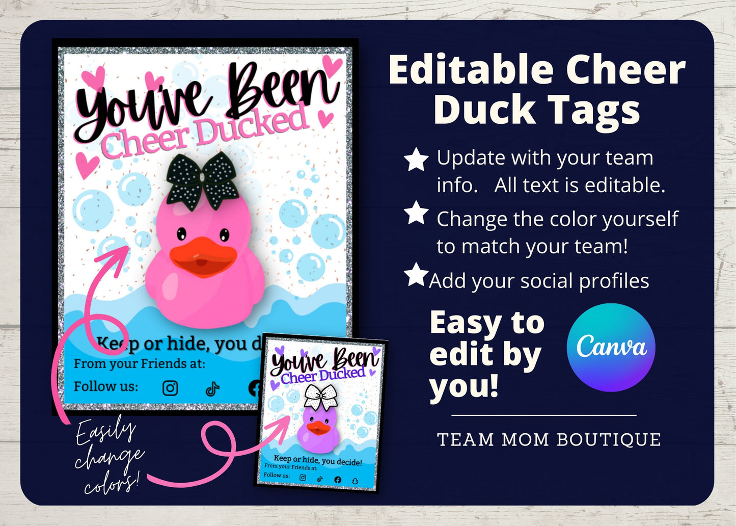 Cheer Duck Tag | Editable Ducks Tags | Cheer Printables | Quack Quack Good Luck