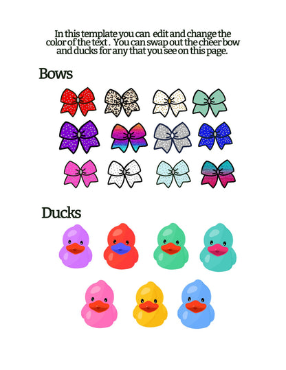 Cheer Duck Tag | Editable Ducks Tags | Cheer Printables | Quack Quack Good Luck