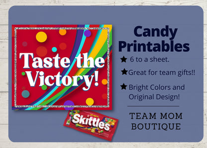 Team Printables | Team Gift Ideas | Taste the Victory | Candy Team Gift Printable